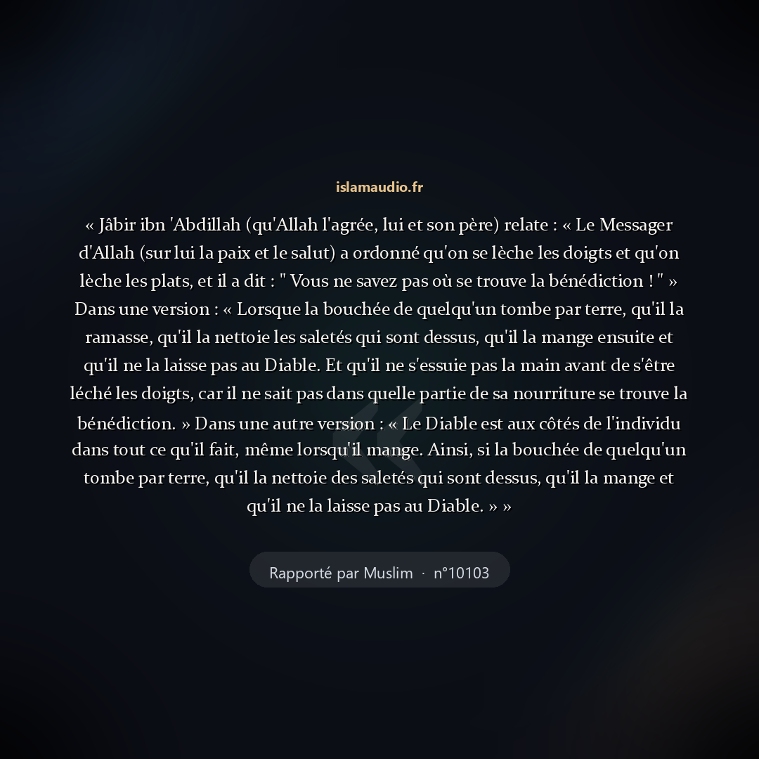 Aperçu du hadith