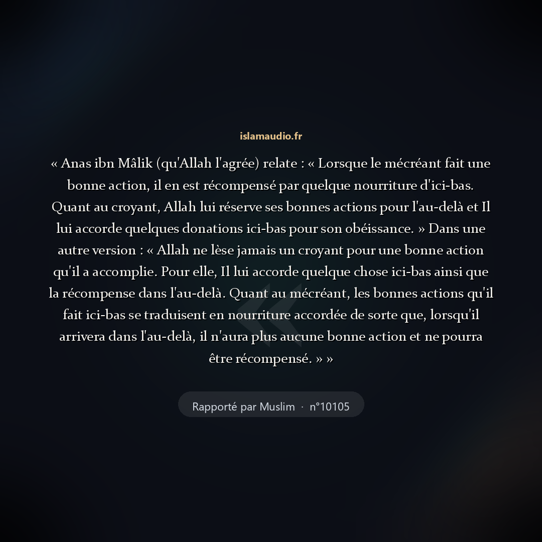 Aperçu du hadith