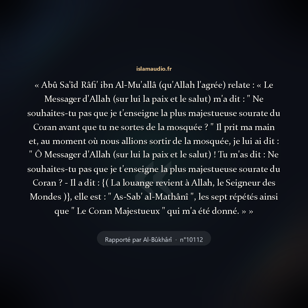 Aperçu du hadith