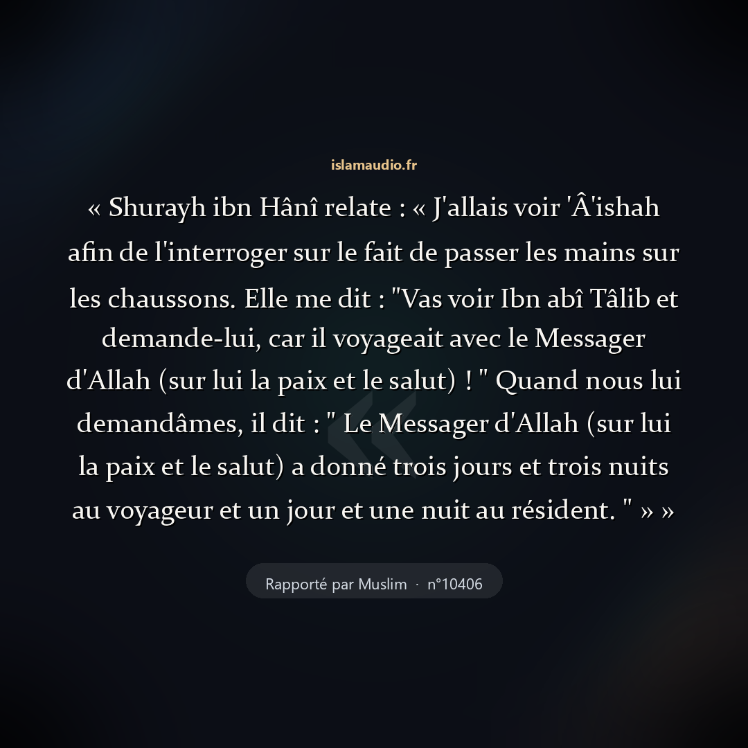 Aperçu du hadith