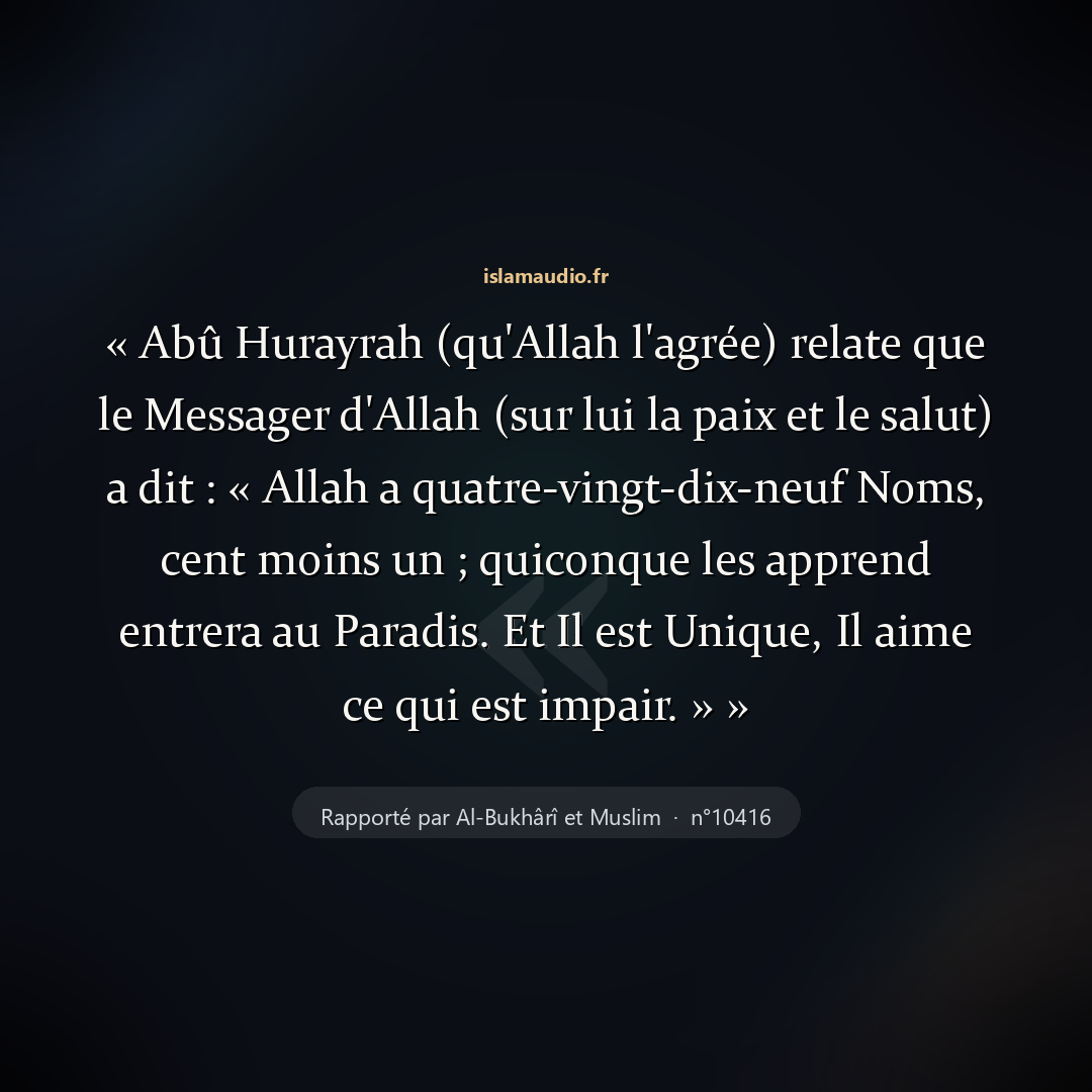 Aperçu du hadith