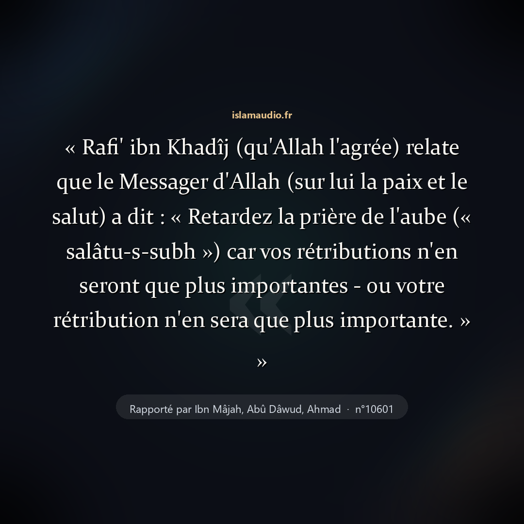Aperçu du hadith