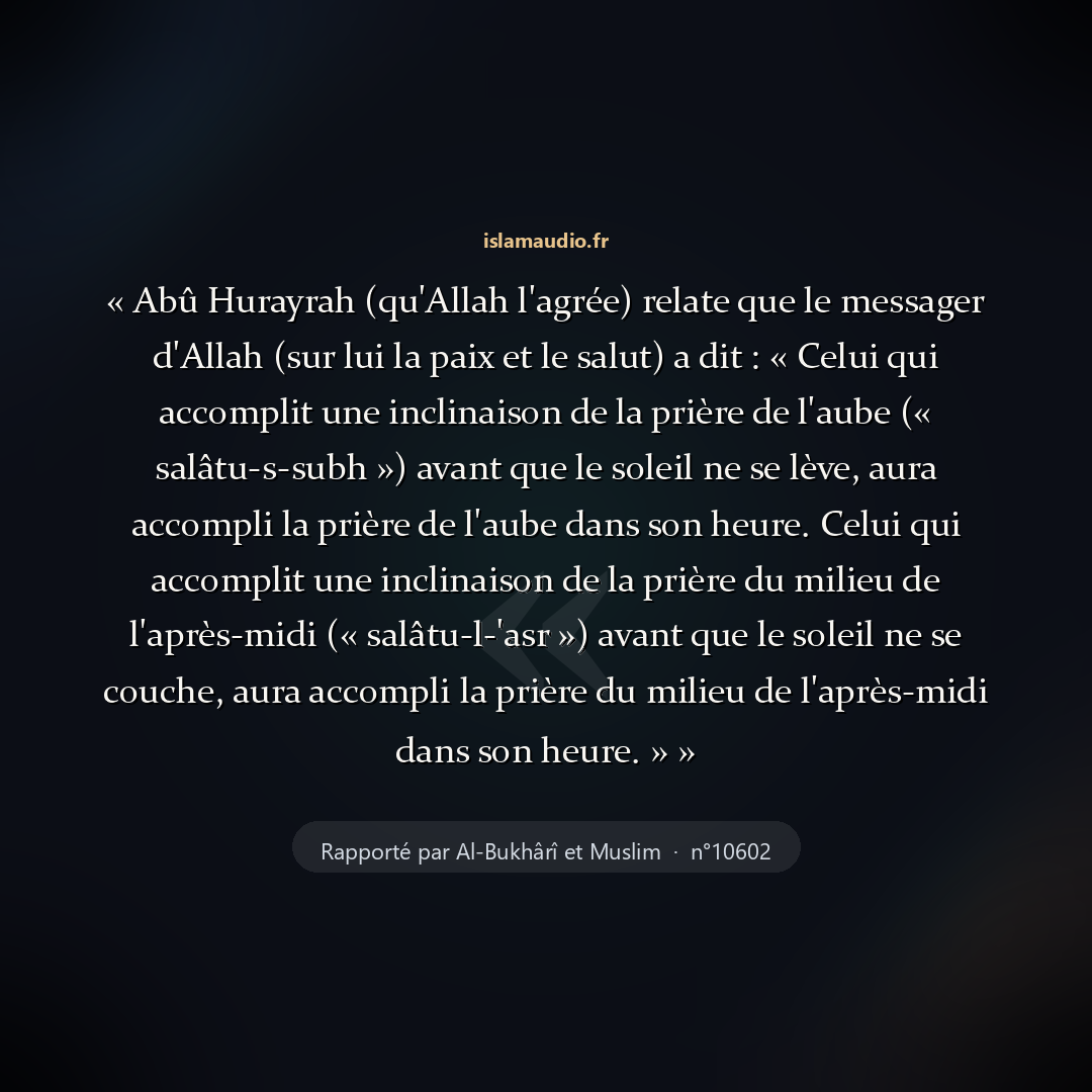 Aperçu du hadith