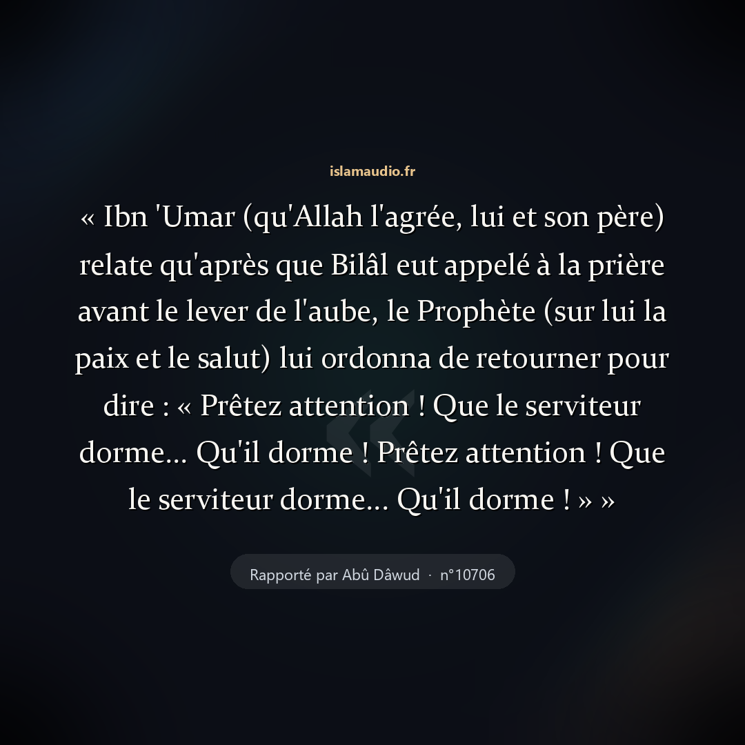 Aperçu du hadith
