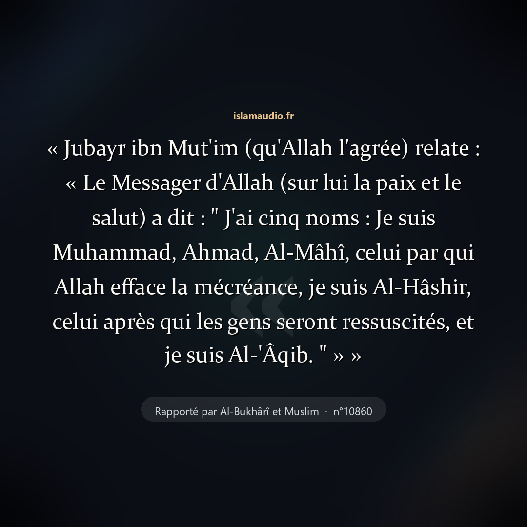 Aperçu du hadith