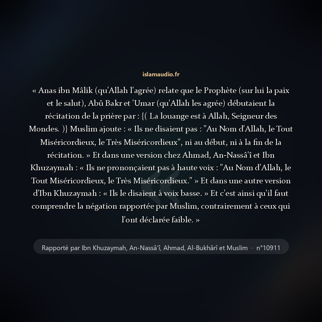 Aperçu du hadith