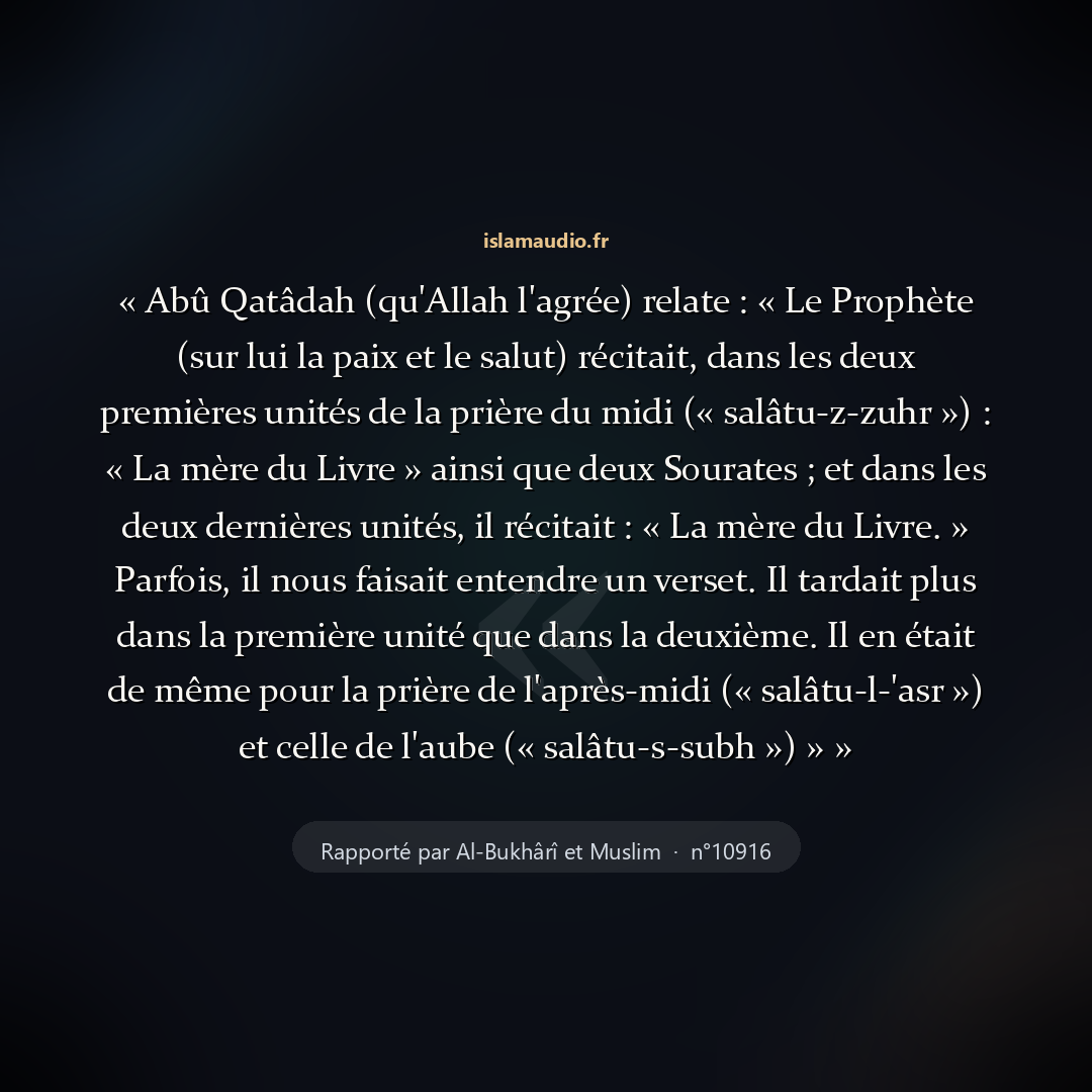 Aperçu du hadith