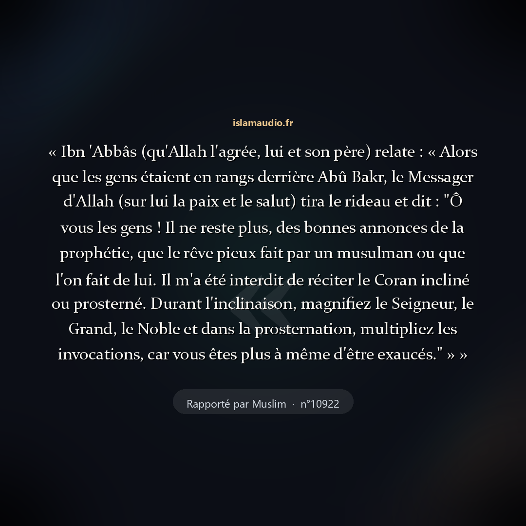 Aperçu du hadith