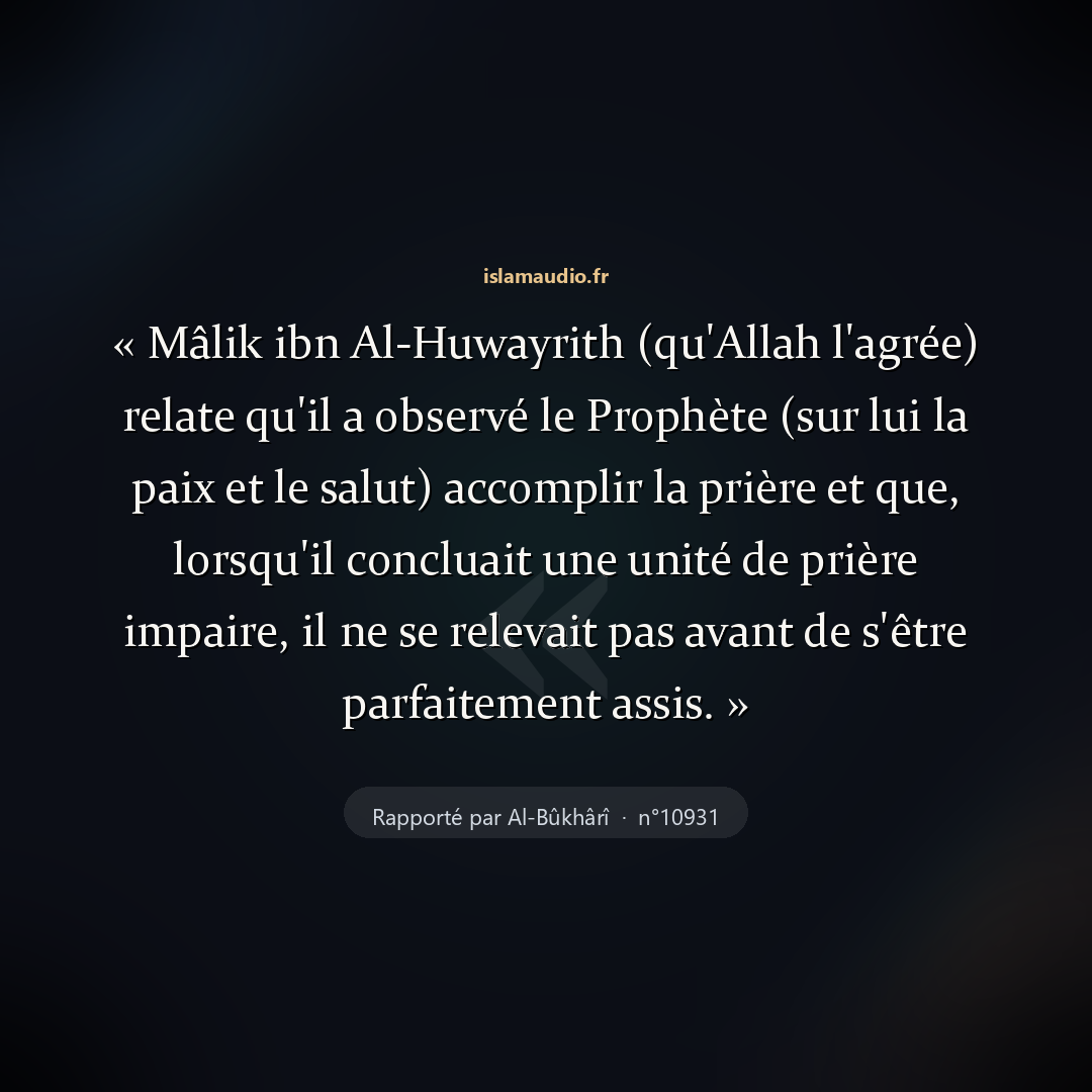 Aperçu du hadith