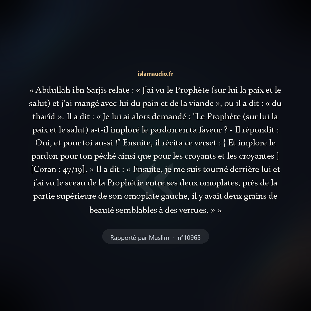 Aperçu du hadith