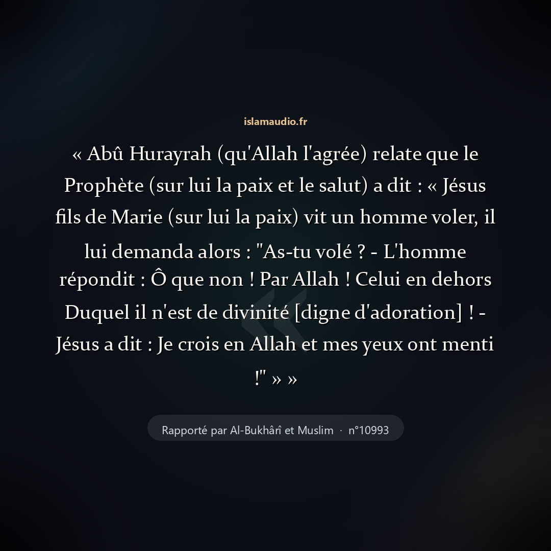 Aperçu du hadith