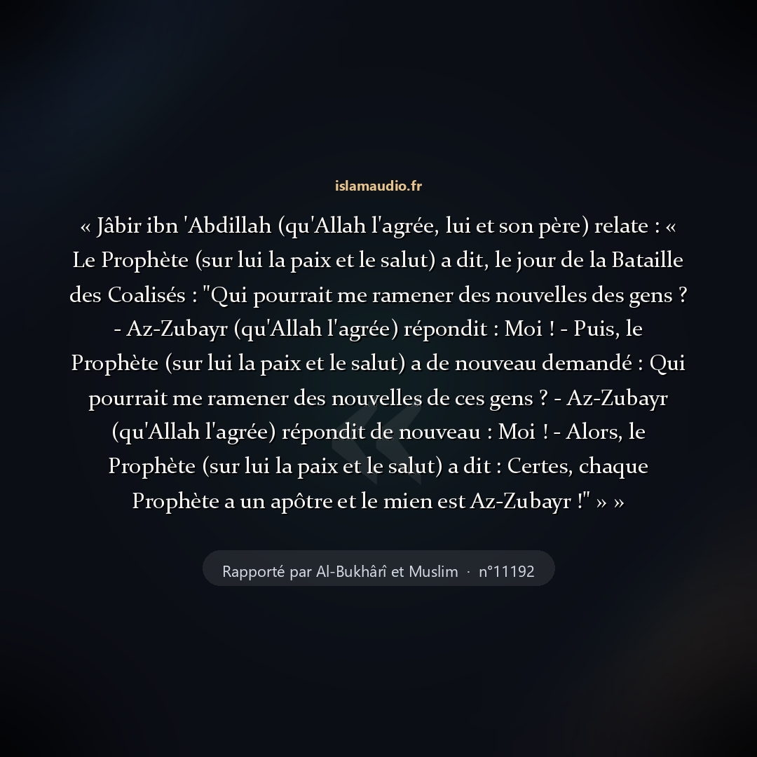 Aperçu du hadith