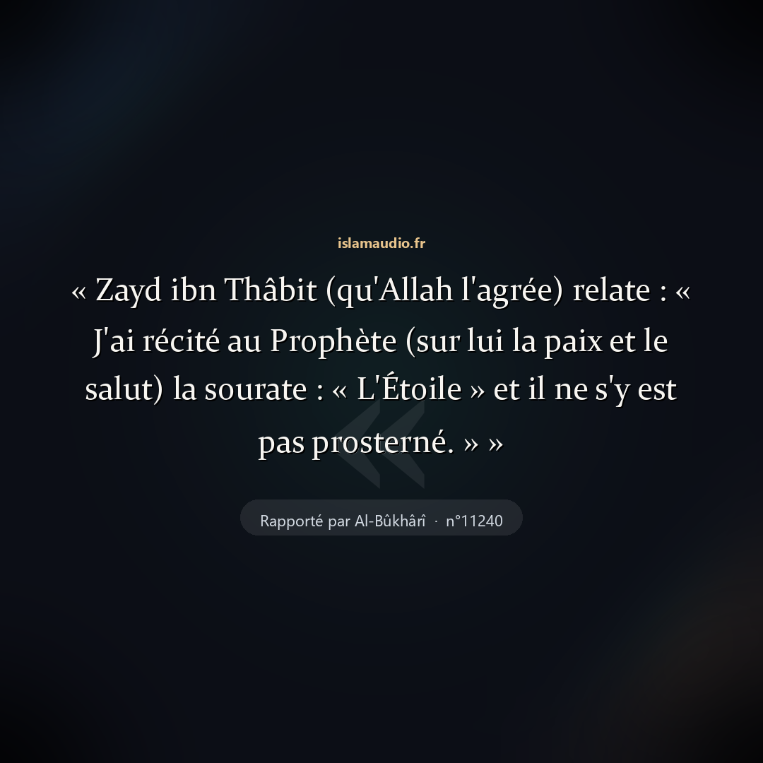 Aperçu du hadith