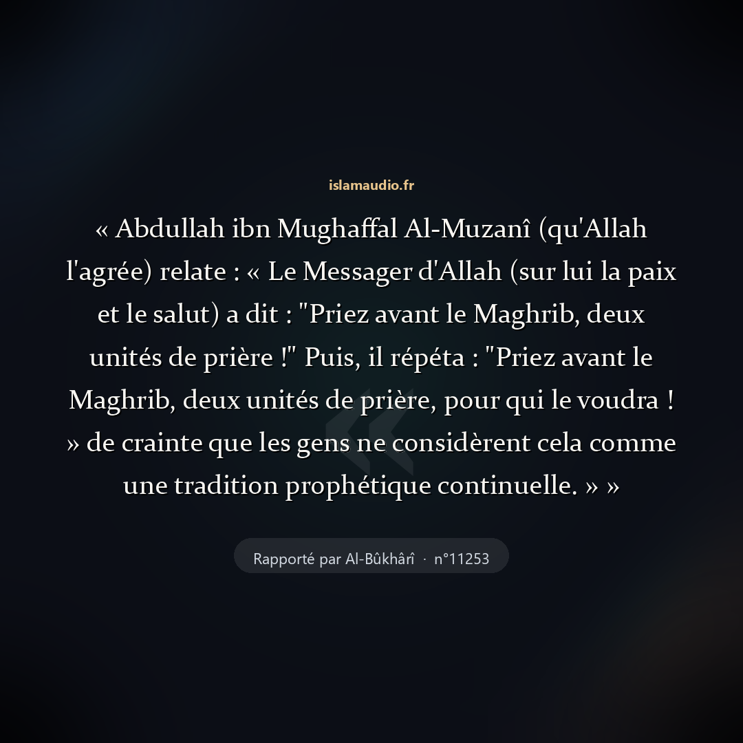 Aperçu du hadith
