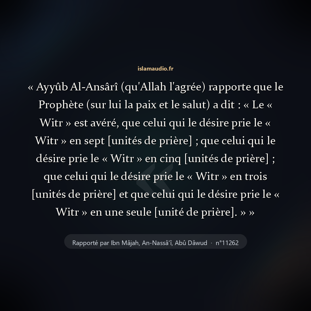 Aperçu du hadith