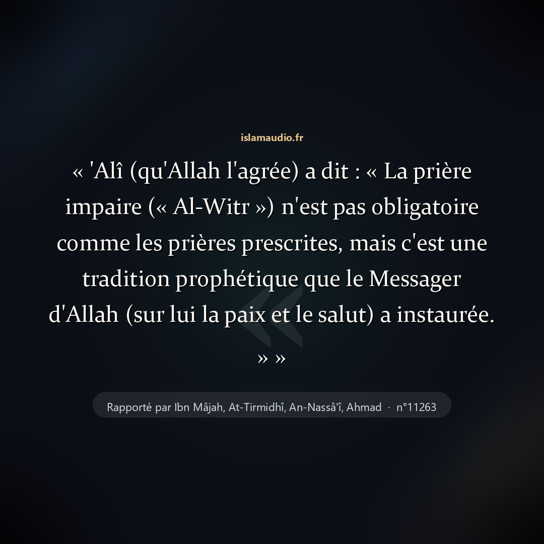 Aperçu du hadith