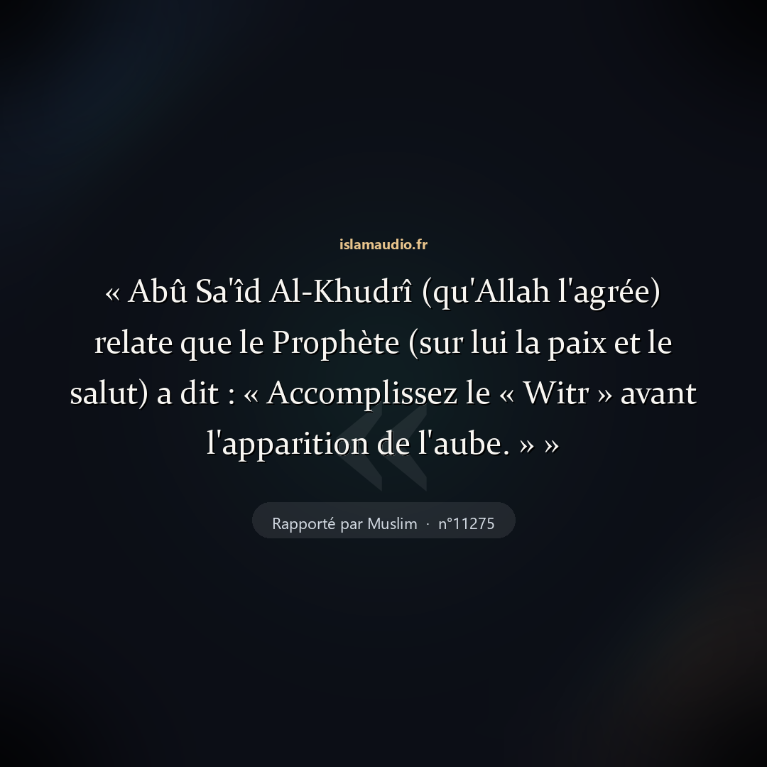 Aperçu du hadith