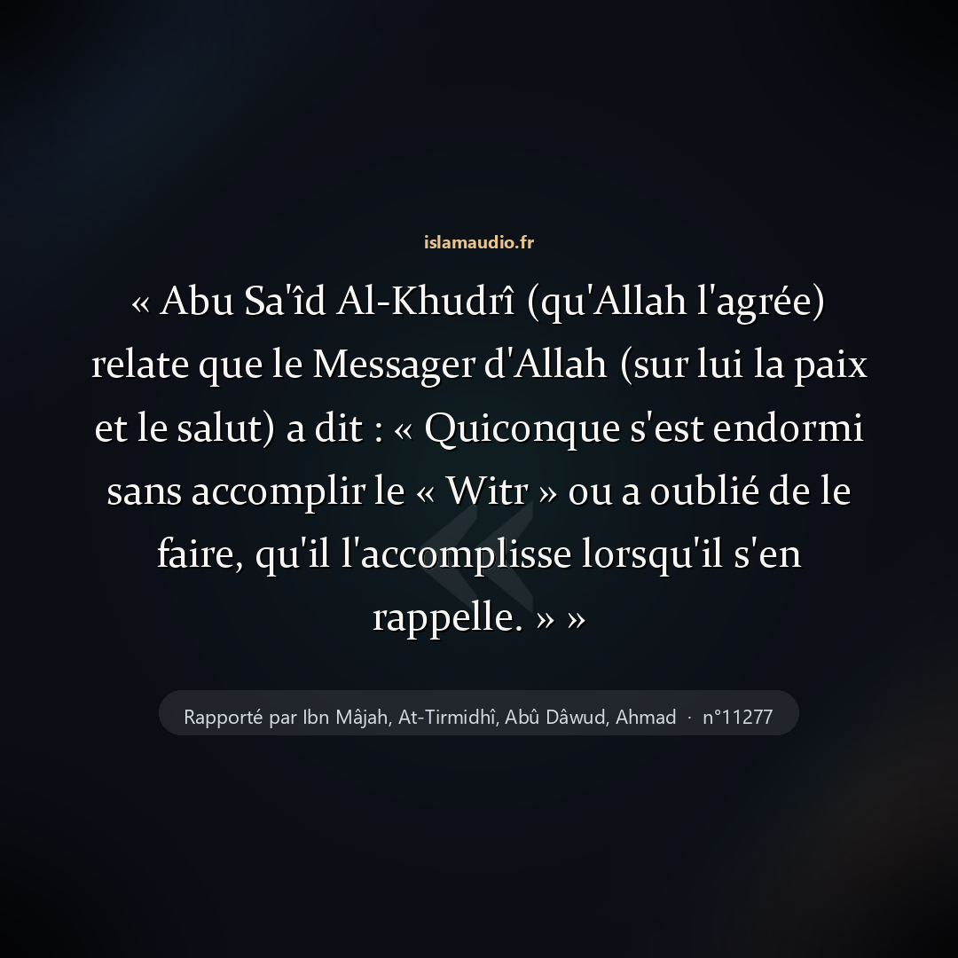 Aperçu du hadith