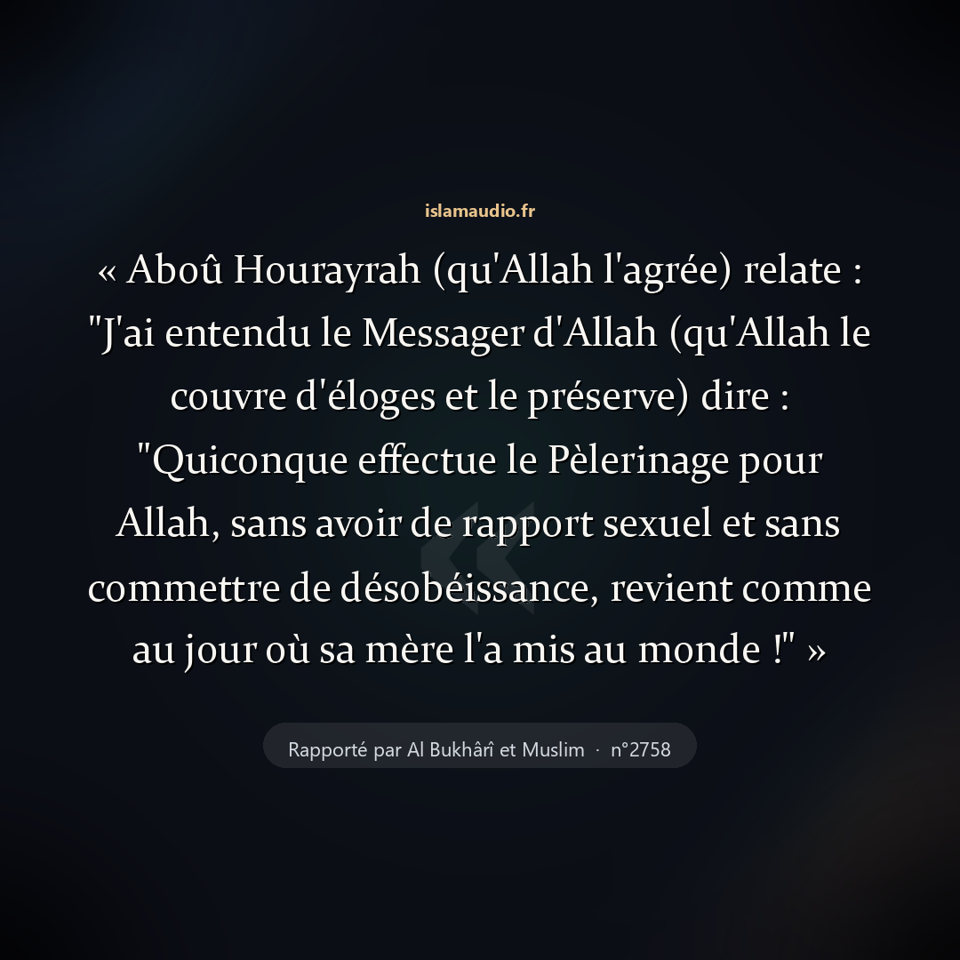 Aperçu du hadith