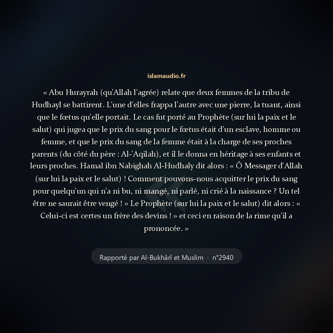 Aperçu du hadith