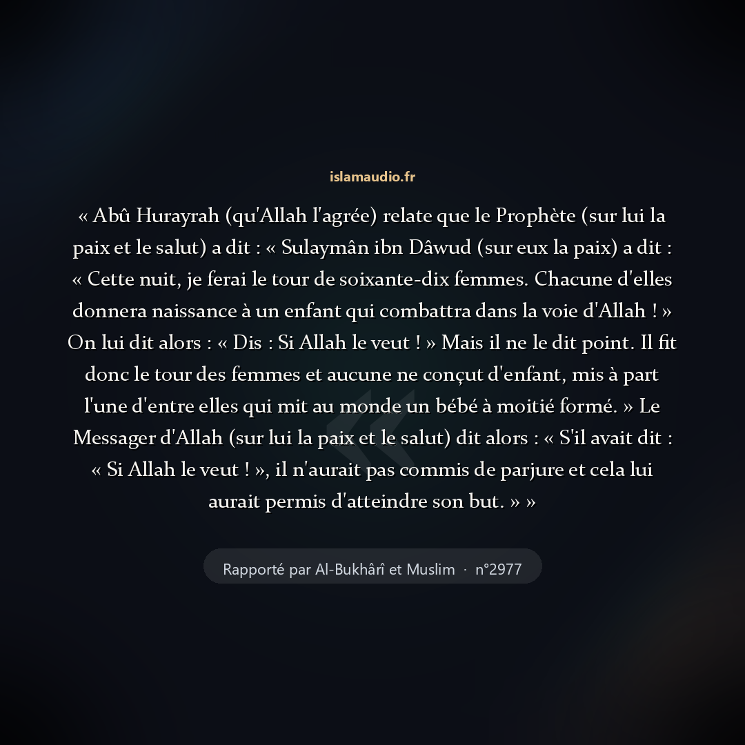 Aperçu du hadith