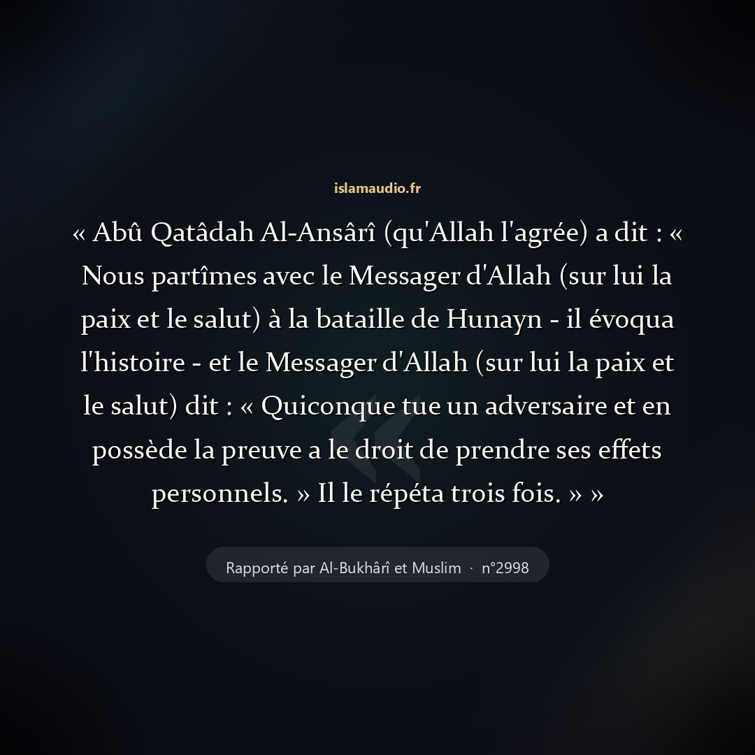 Aperçu du hadith