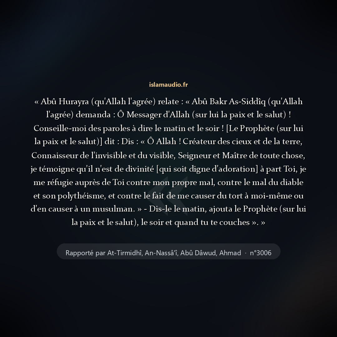 Aperçu du hadith