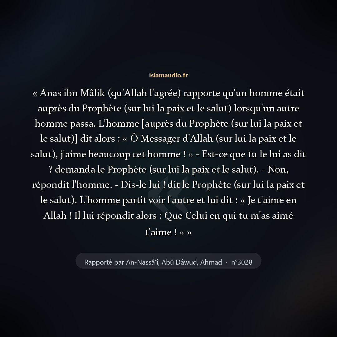 Aperçu du hadith