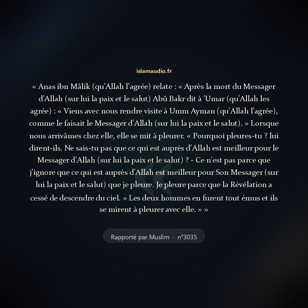 Aperçu du hadith