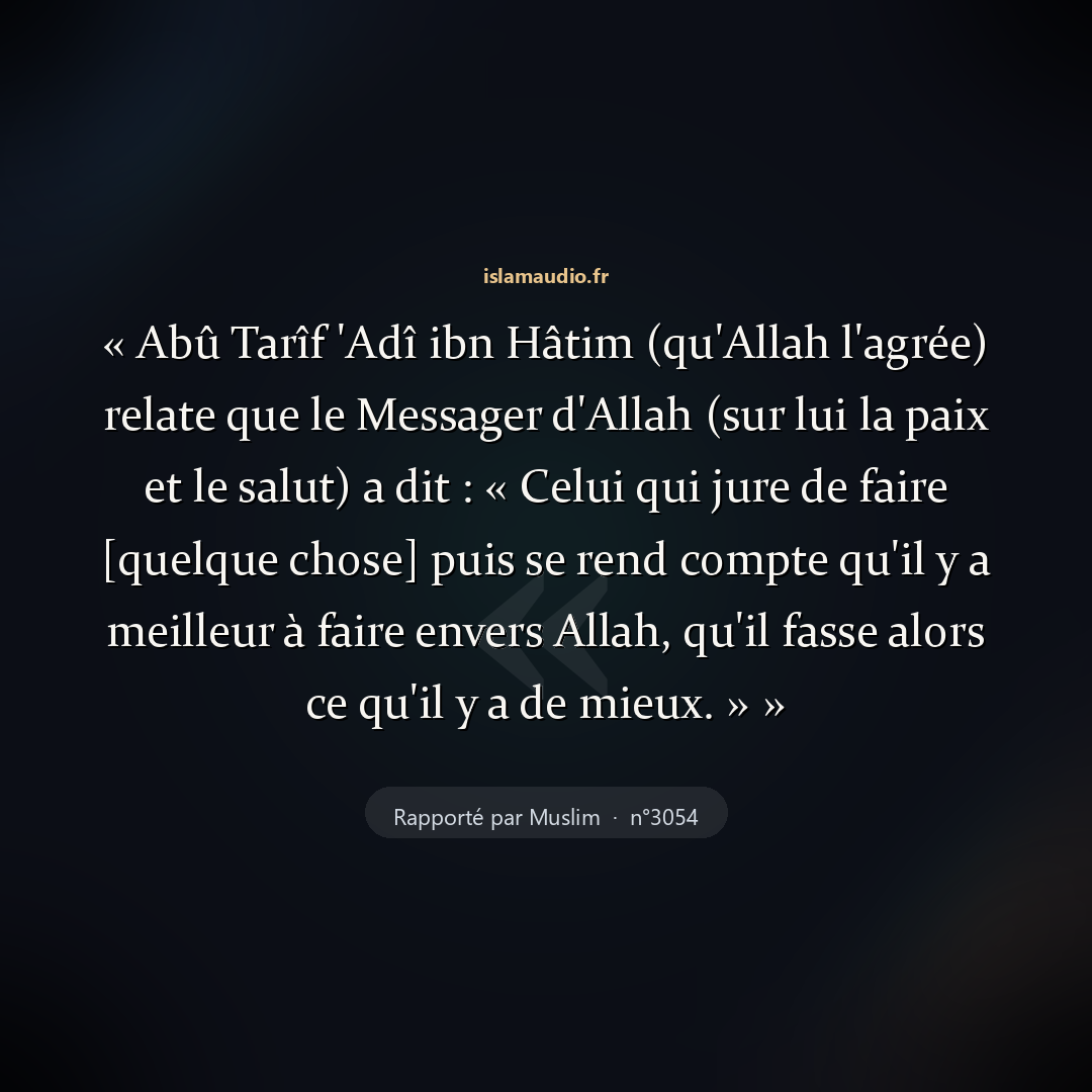 Aperçu du hadith