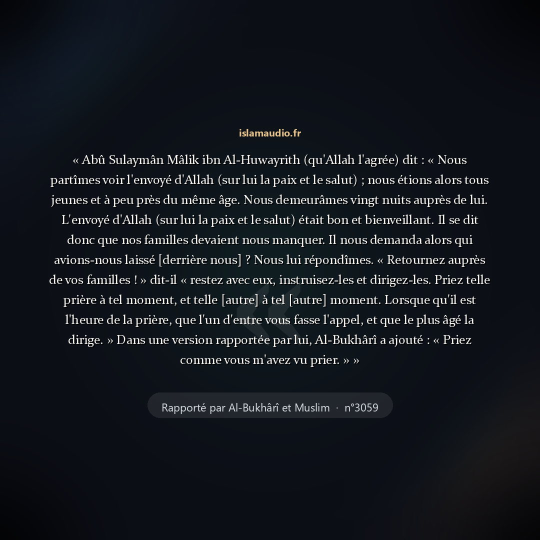 Aperçu du hadith