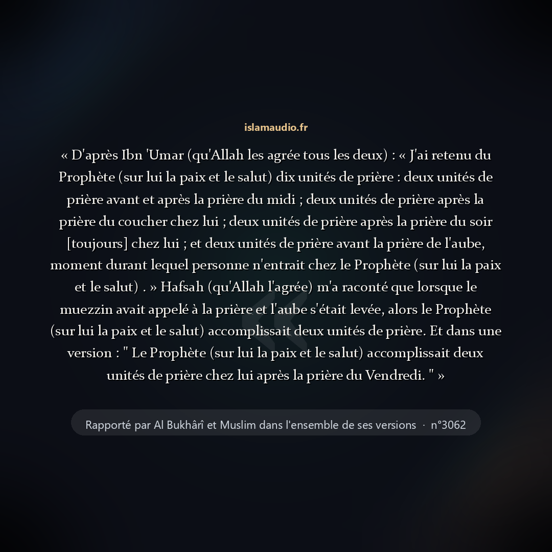 Aperçu du hadith