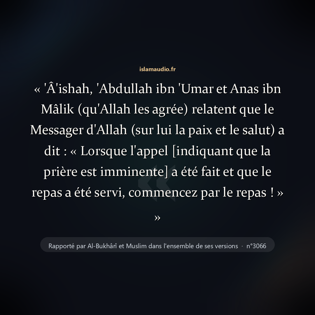 Aperçu du hadith