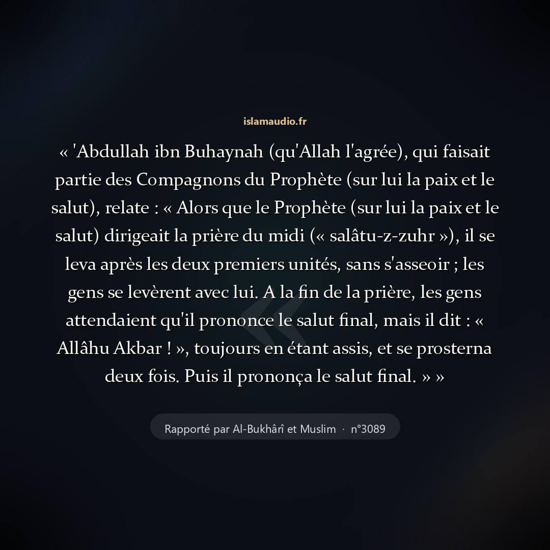 Aperçu du hadith