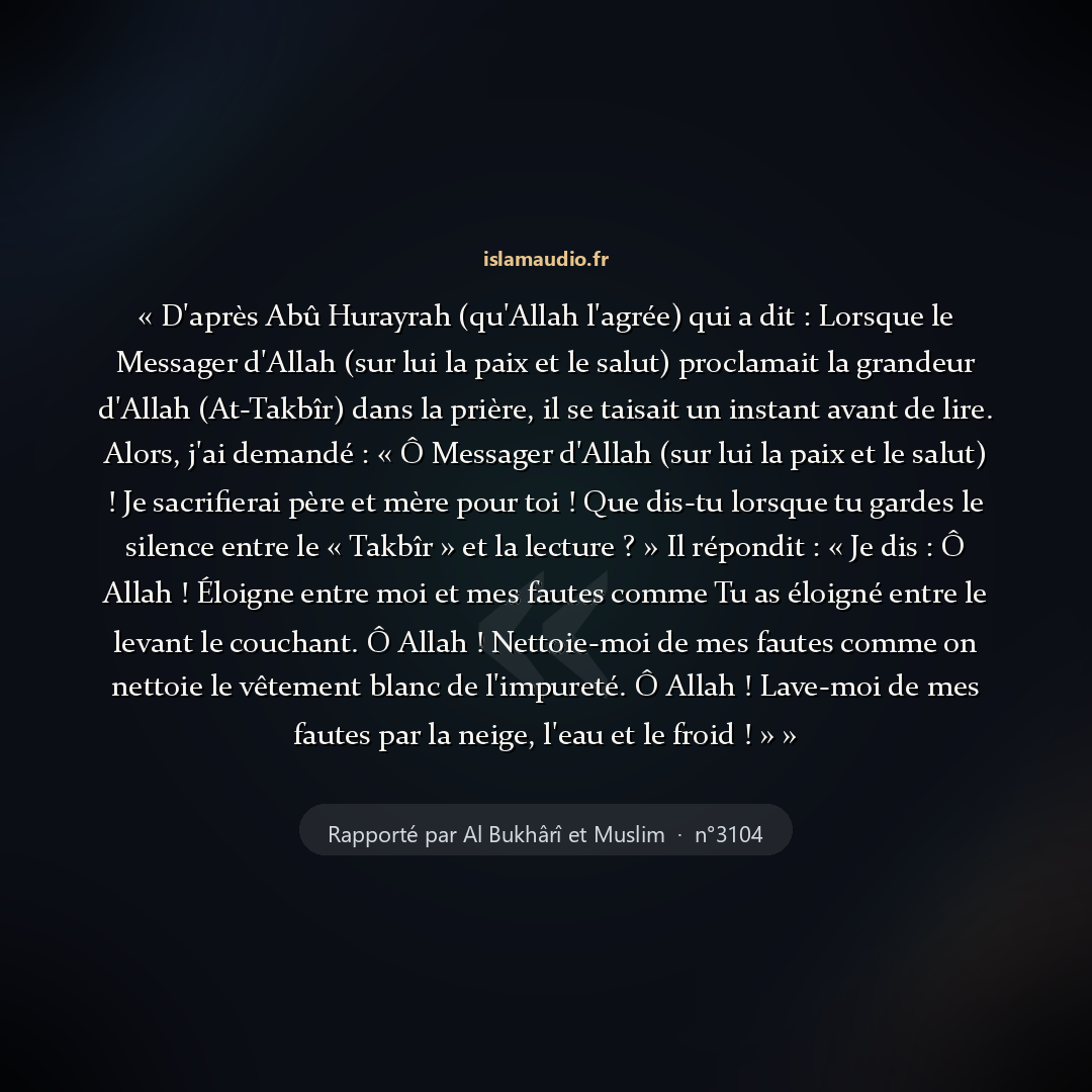Aperçu du hadith