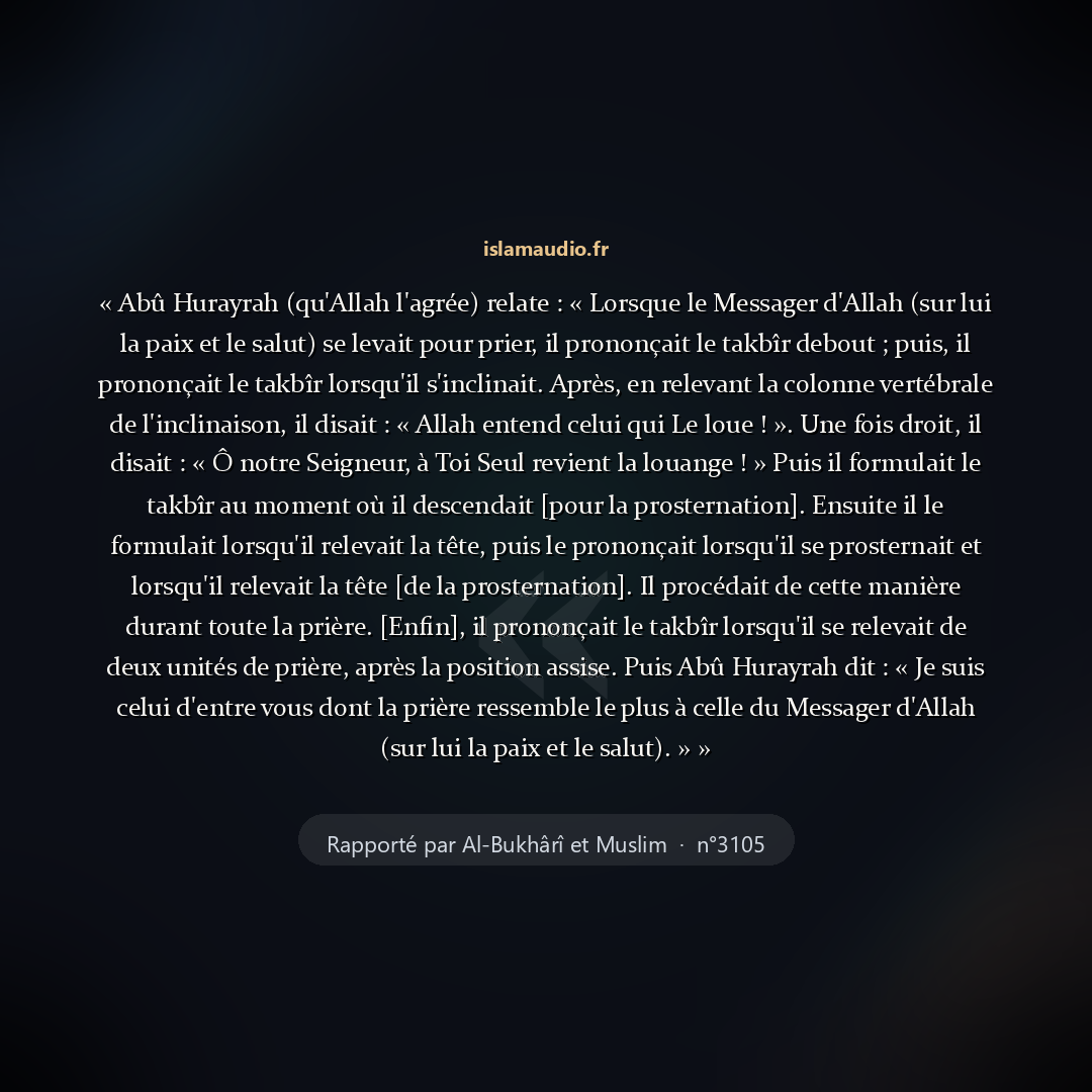 Aperçu du hadith