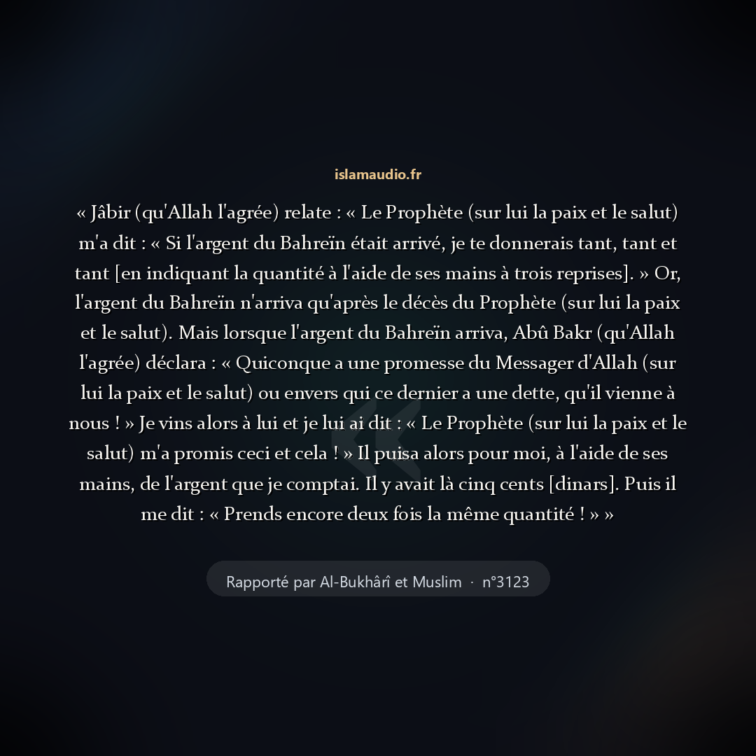 Aperçu du hadith