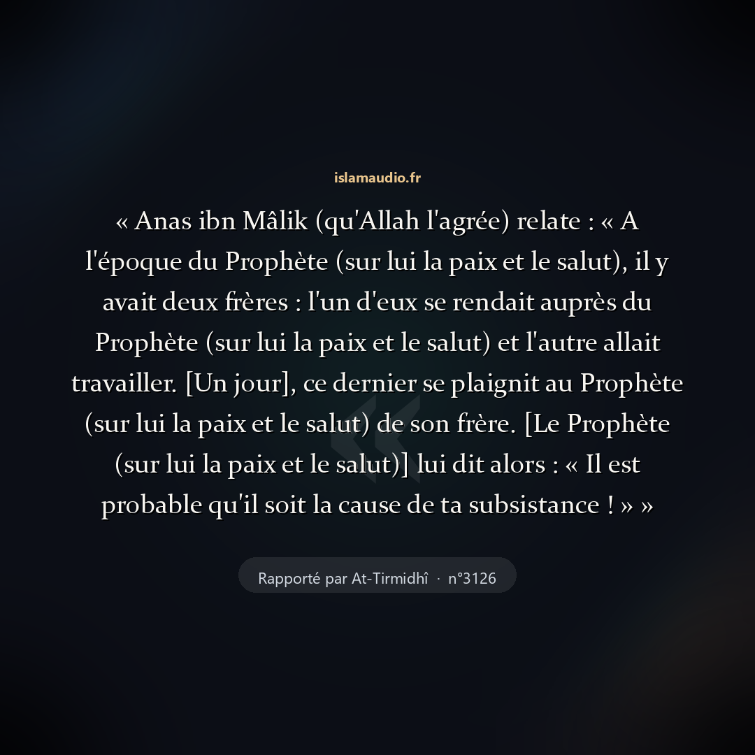 Aperçu du hadith