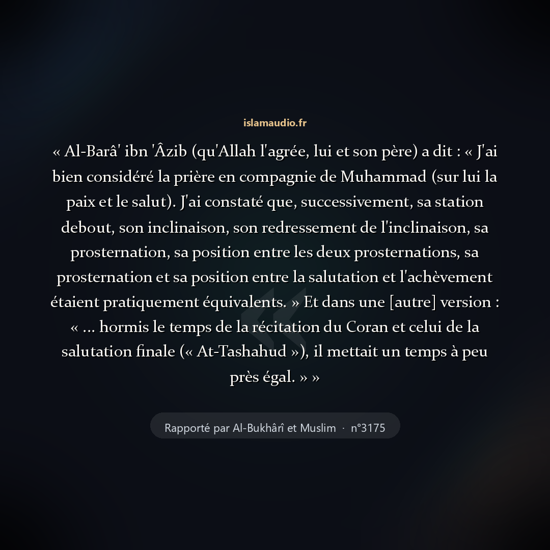 Aperçu du hadith