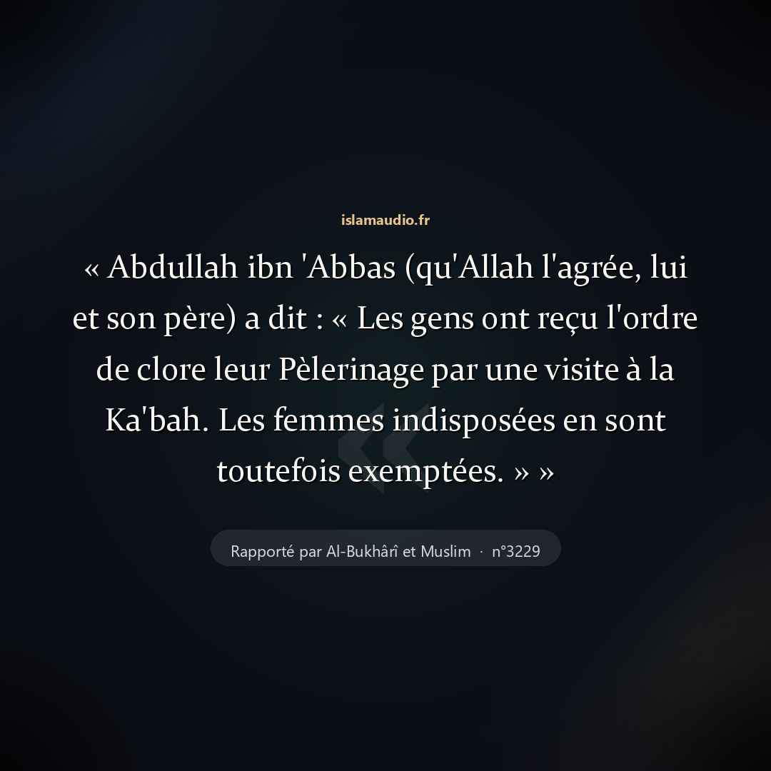 Aperçu du hadith