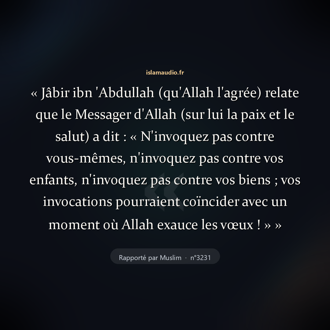 Aperçu du hadith