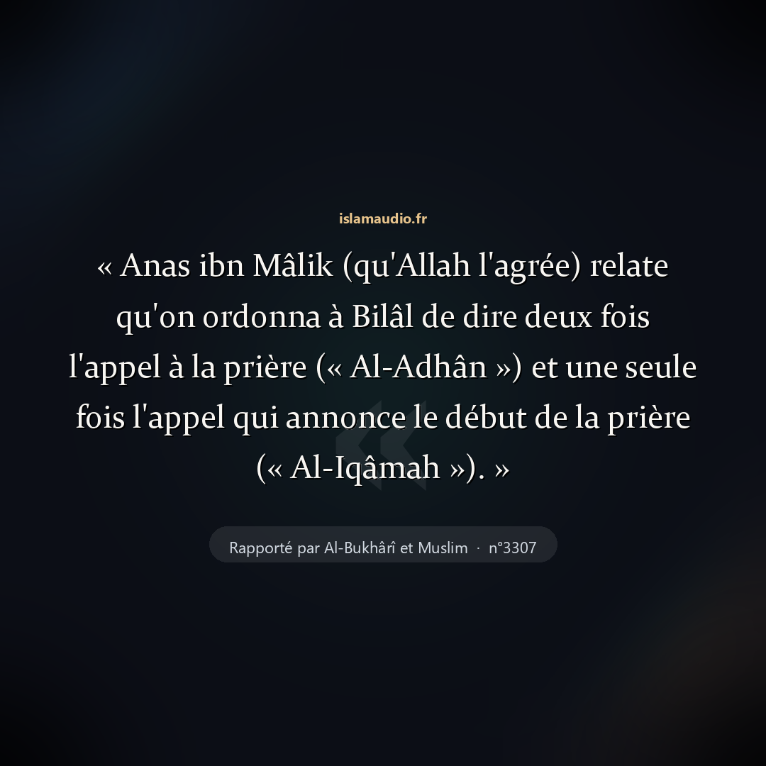 Aperçu du hadith