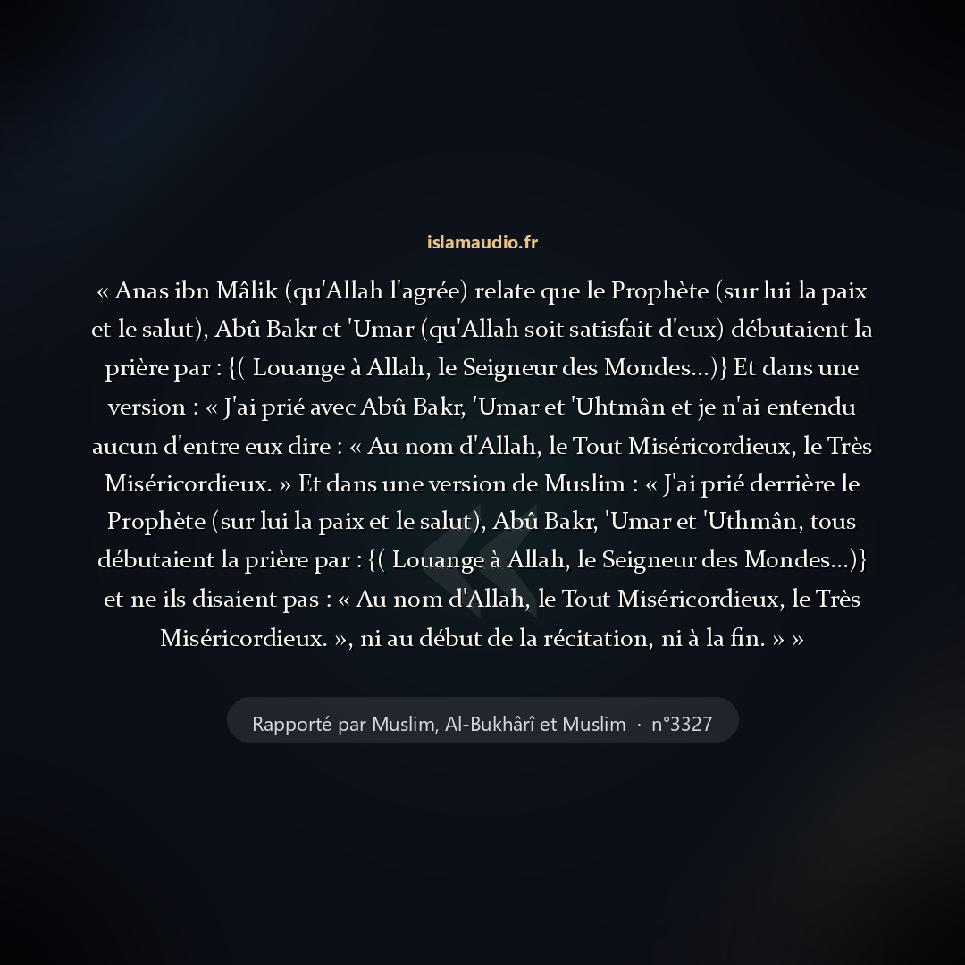 Aperçu du hadith