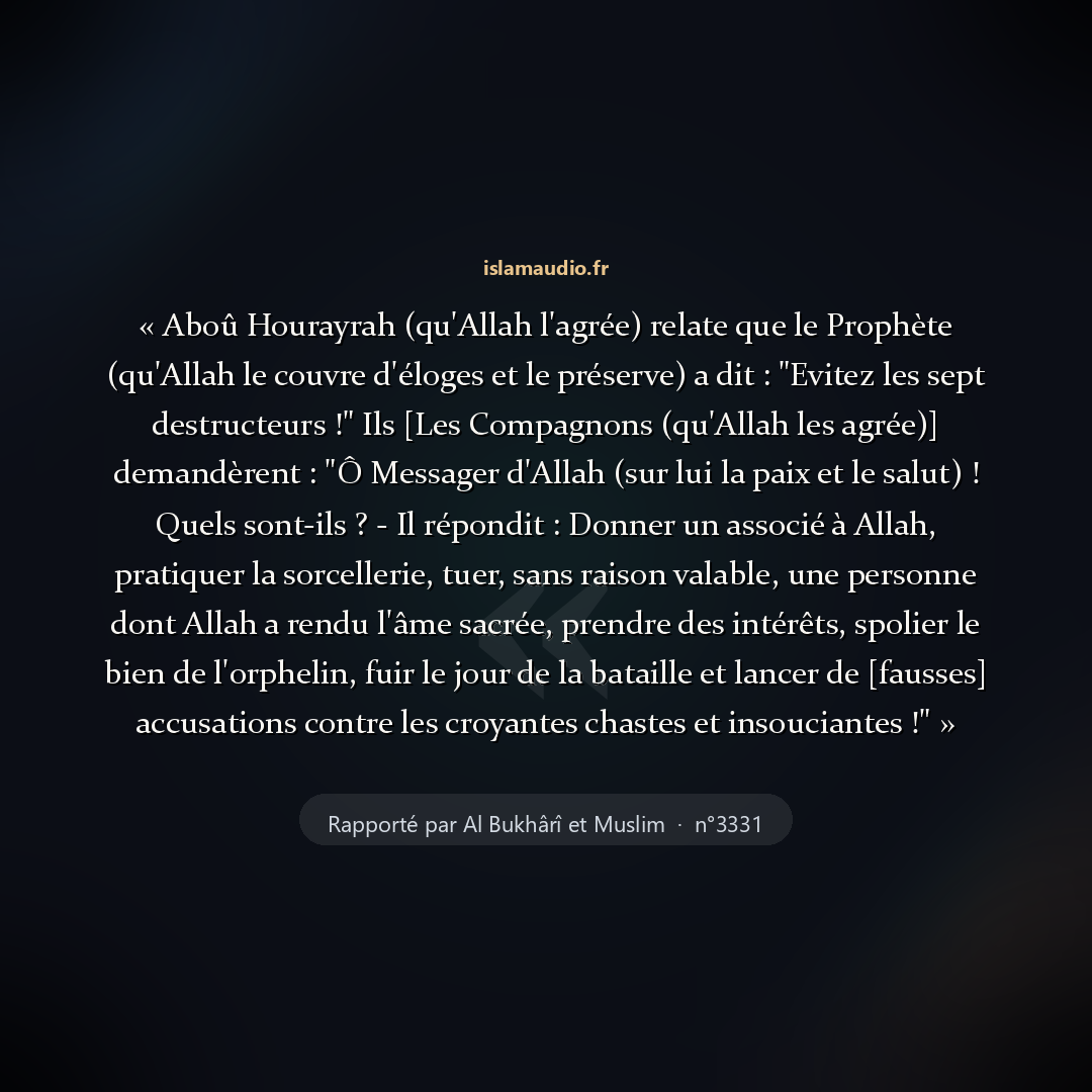 Aperçu du hadith
