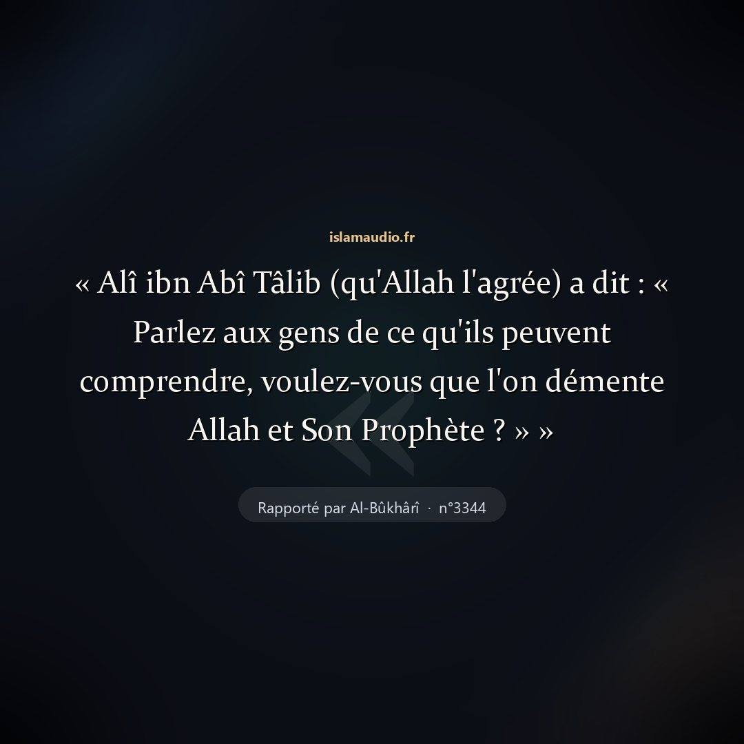 Aperçu du hadith