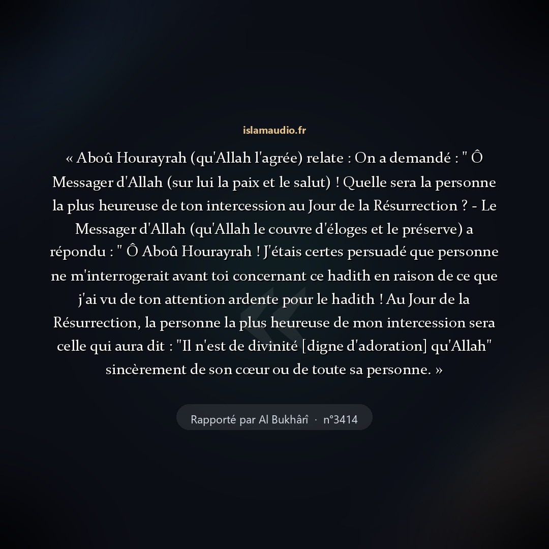 Aperçu du hadith