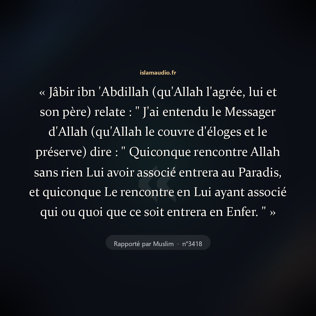 Aperçu du hadith
