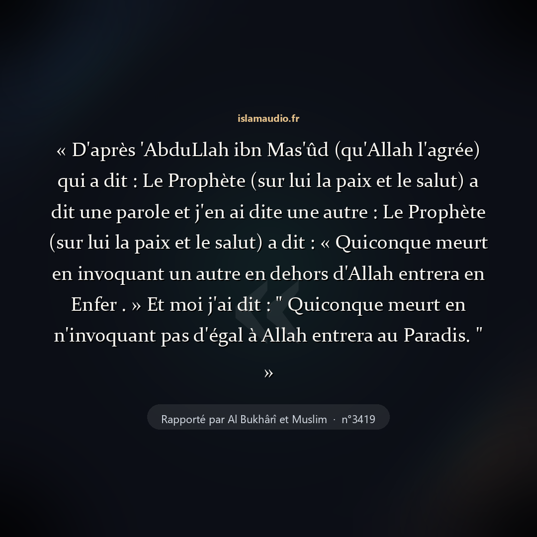 Aperçu du hadith