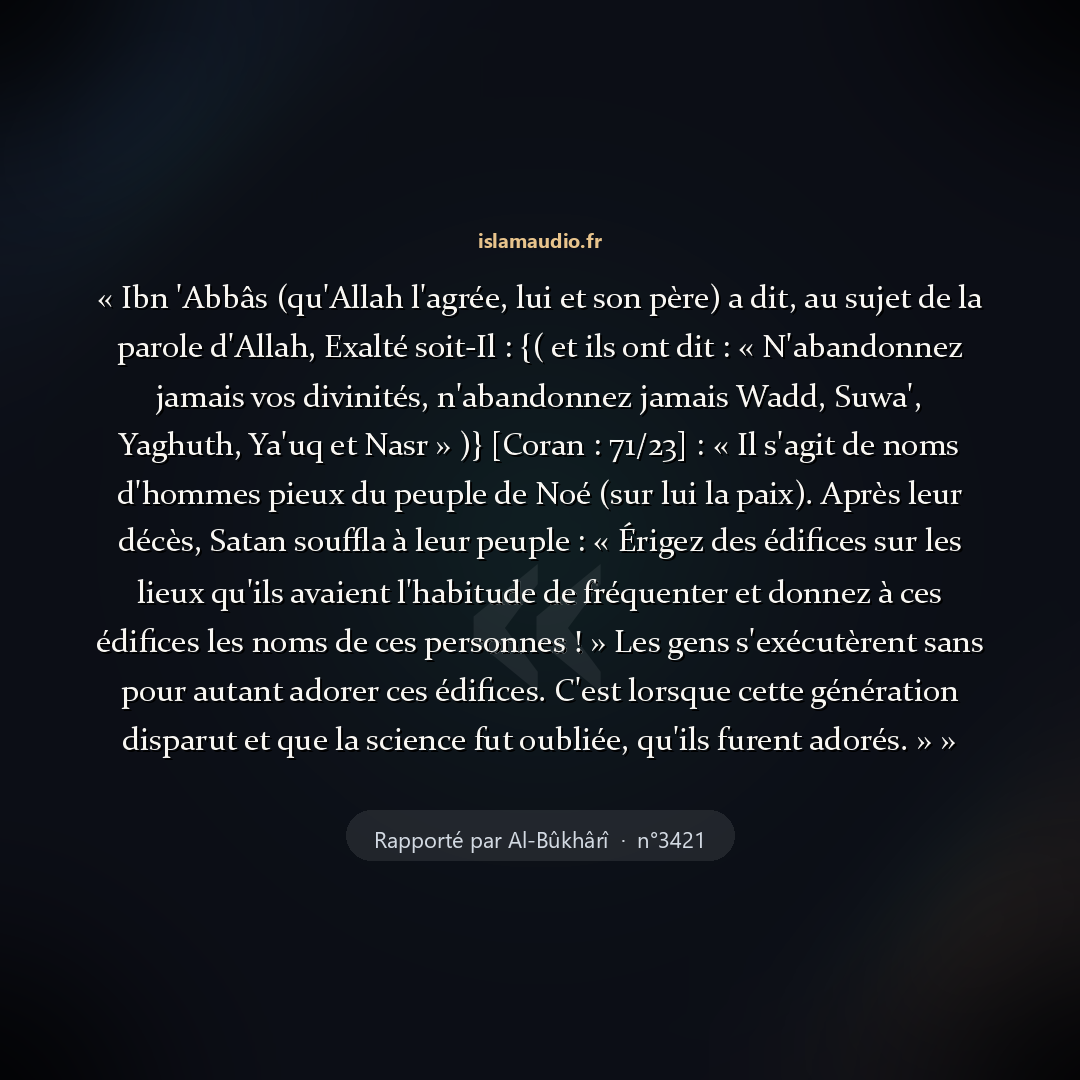 Aperçu du hadith
