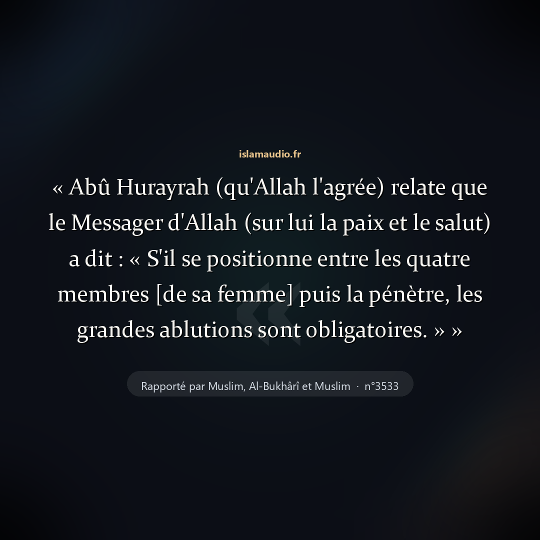 Aperçu du hadith
